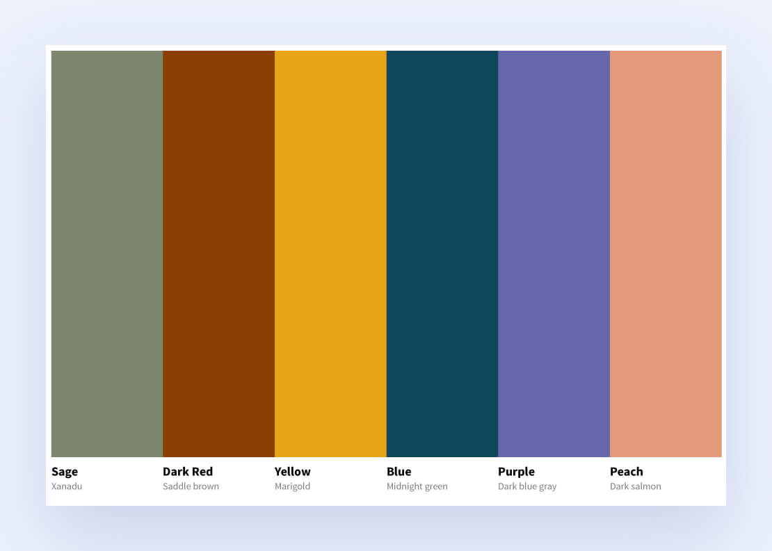 Image showing the most popular colour palettes of 2022.