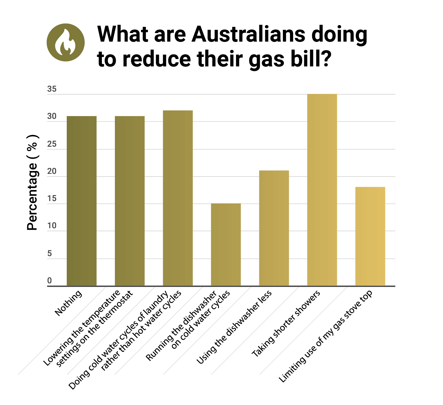 A bar chart showing how Australians combat gas bills