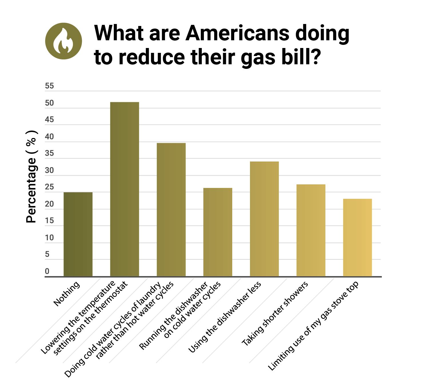 A bar chart showing how Americans combat gas bills