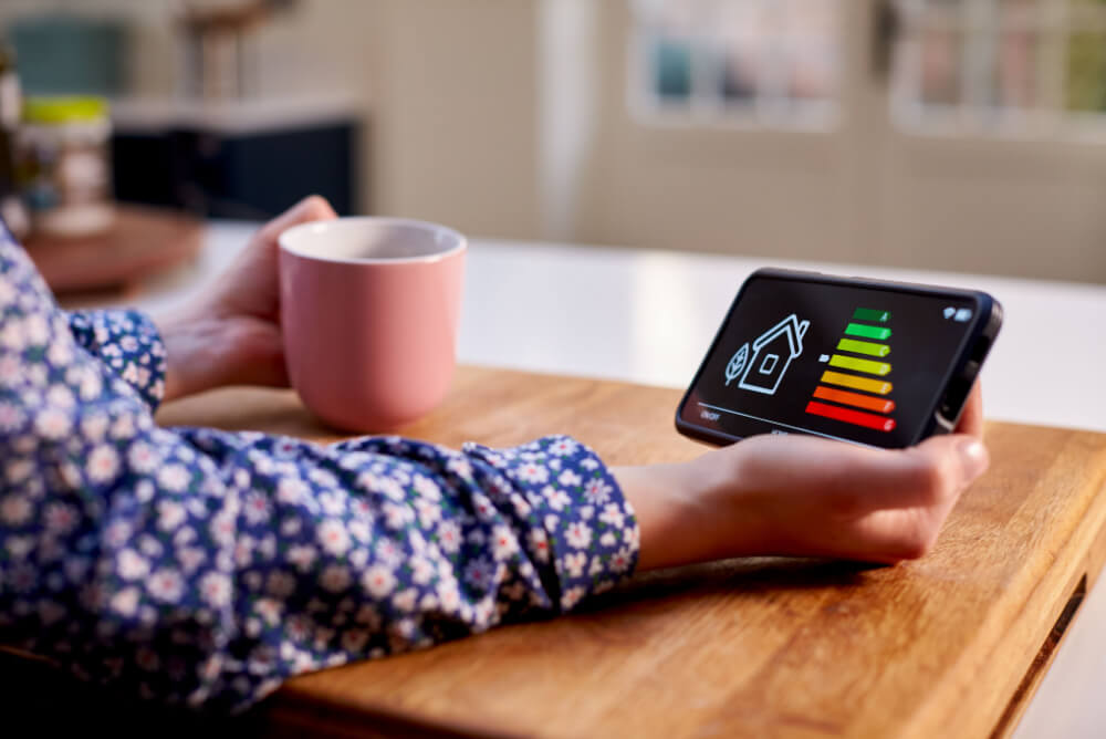 Woman checking her electricity usage