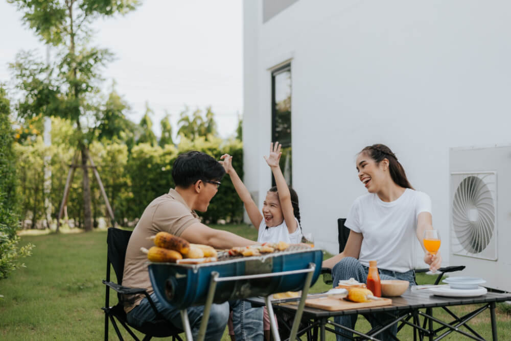 Family outside home