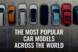 aerial picture of cars with title "the most popular car models across the world"