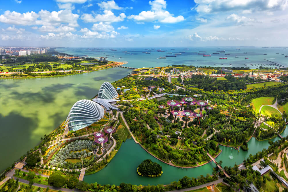 Bird eyes view of Singapore City skyline in Singapore