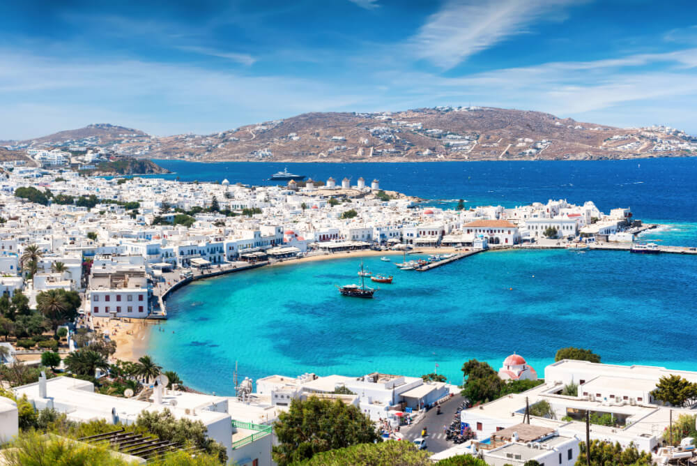 White-washed houses in Mykonos, Greece