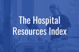 a blue filtered image of a nurse and hospital patient with a title card overlay reading "The Hospital Resources Index"