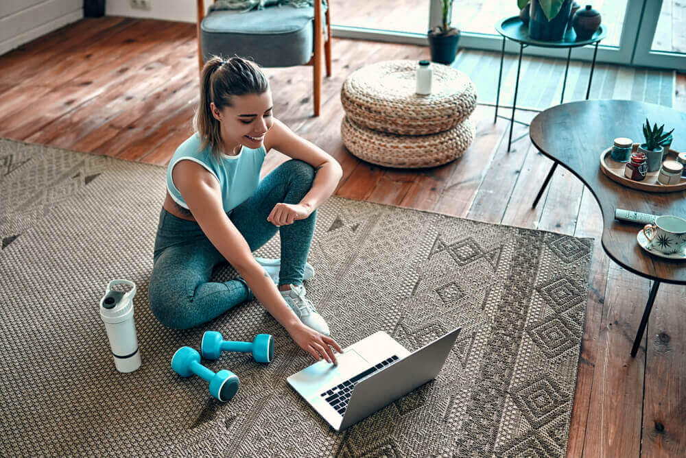 A lady stretches out with home and contents insurance