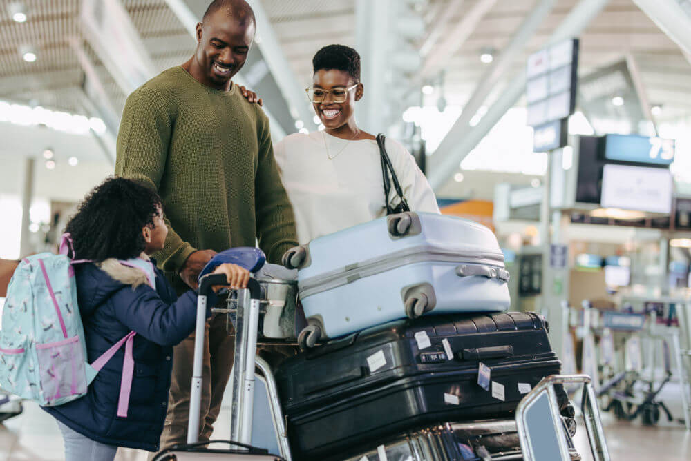 Young family at the airport