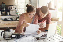 couple looking at mortgage