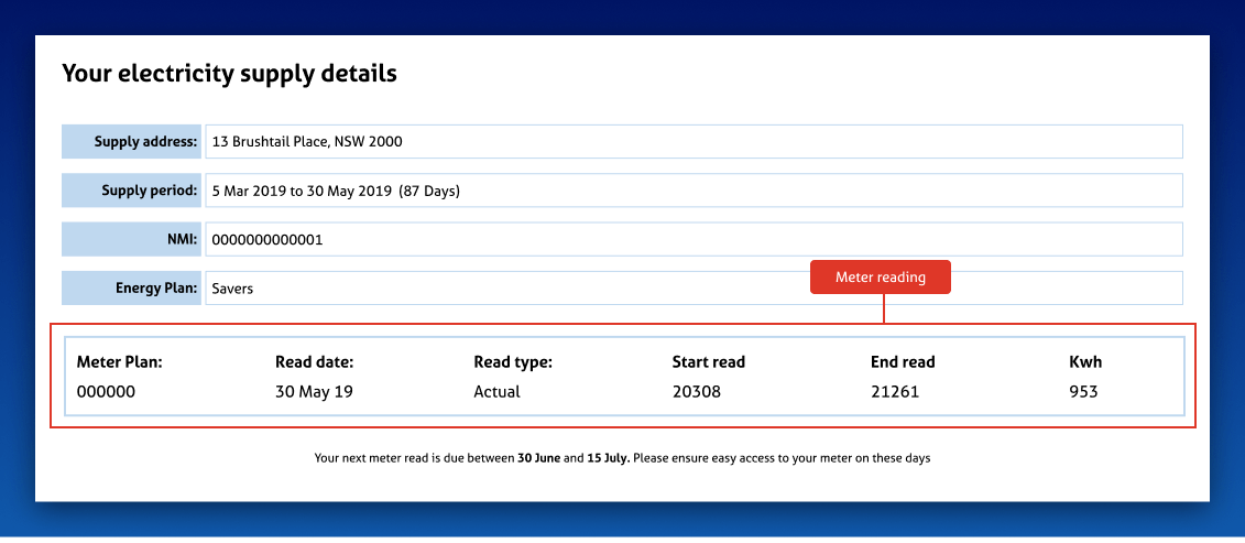 Actual electricity bill