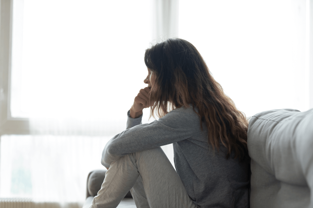 woman in waiting room at hospital