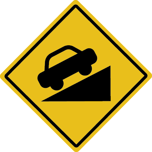 Road sign steep hill 