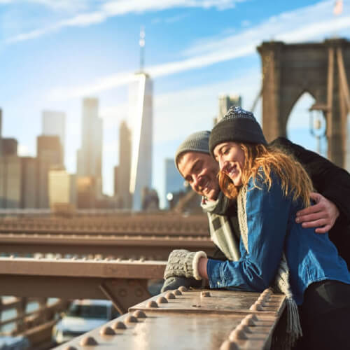 Couple on holiday in New York with travel insurance for the USA