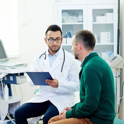 Doctor explaining combined cover to patient