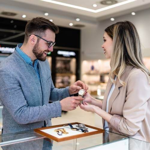 Woman purchases expensive watch