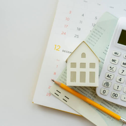 model house and calculator