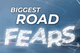 image of cars on road with title card reading "Biggest road fears"