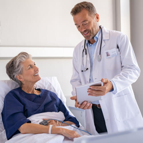 Woman in hospital with private hospital insurance