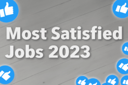 Most Satisfied Jobs 2023 banner with like reaction icons