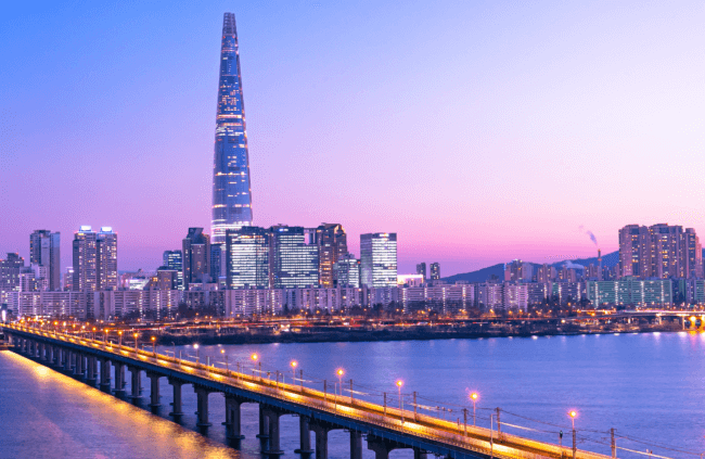 South Korea sunset cityscape