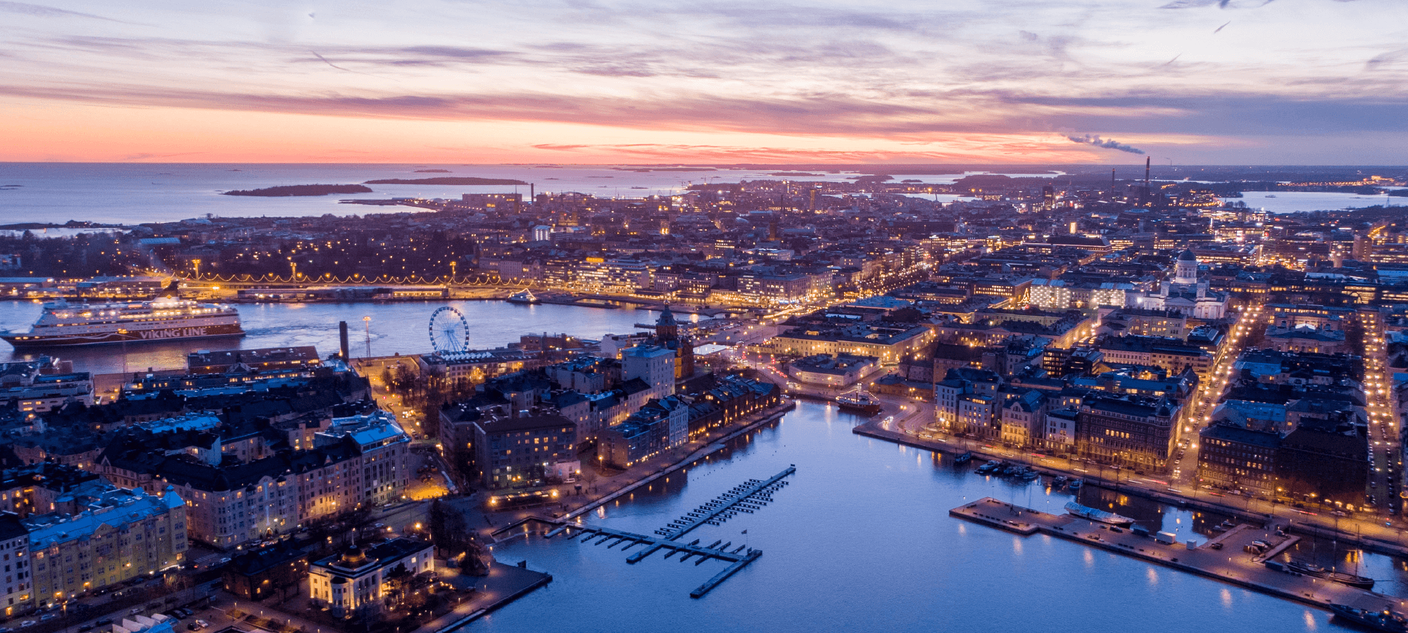 A view of Helsinki at twilight