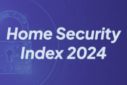 A purple text background with the words "Home Security Index 2024"