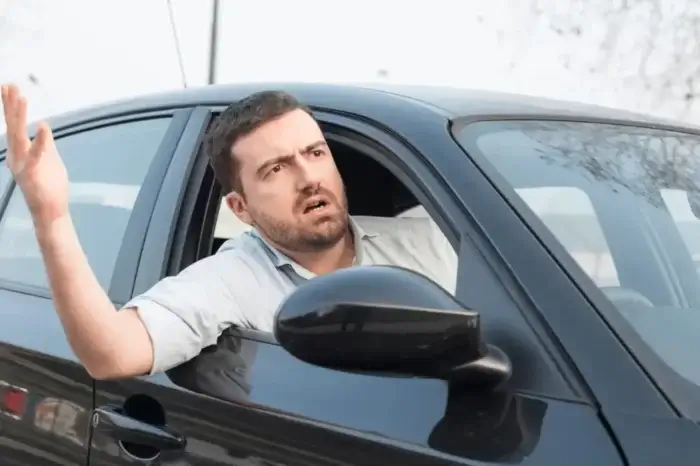 Man driver gesturing