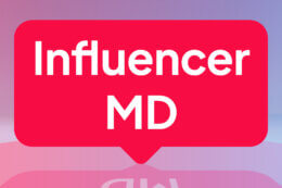 a red sign on a blue background with white letters reading "Influencer MD"