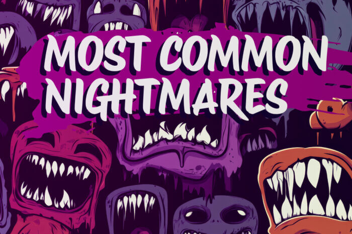a bunch of monster mouths with the words "Most Common Nightmares"