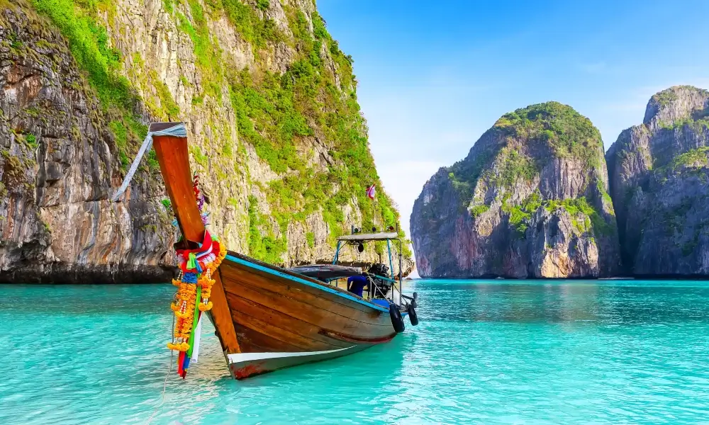 Longtail boat Maya Bay Koh Phi Phi Islands Thailand