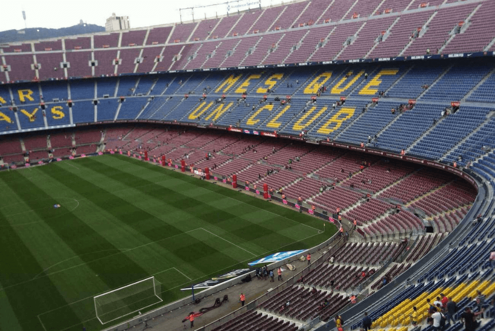 3rd largest soccer stadium Camp Nou Barcelona Spain image thanks to Randy110912 of Wikimedia.org