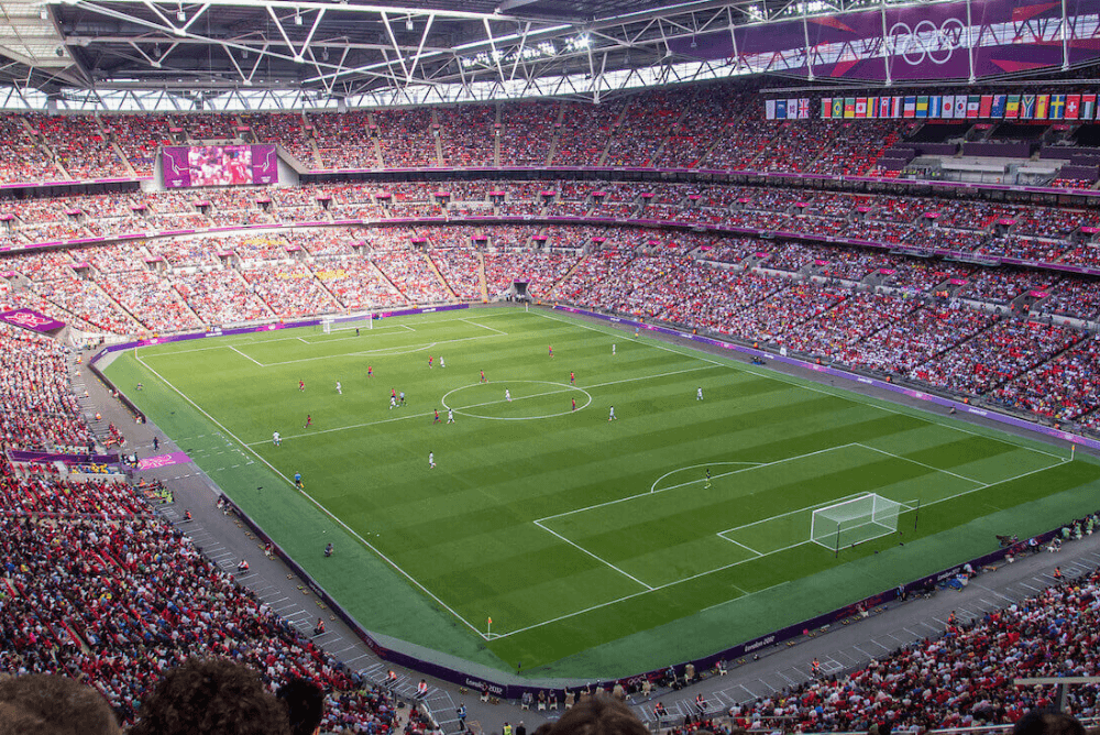 6th largest soccer stadium Wembley Stadium London England image thanks to Ed Webster of Flicker.com